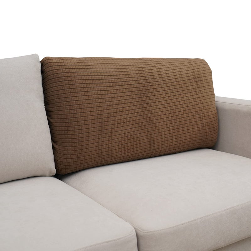 Eismodra Backrest Covers for 3 Cushion Couch Sofa Magic Stretch Sofa Slipcover for Dogs Pet L Shape 2 Seat Replacement Furniture Protector Light Brown Width 20-28 inches(Only 1 Piece) - Image 1